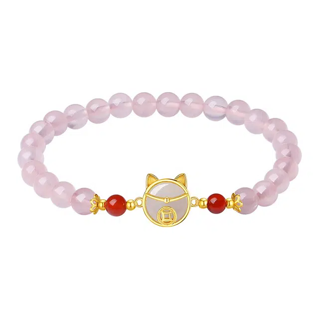 好银坊 <纳福猫> 平安纳福新中式国潮转运珠 可爱小众招财 轻奢百搭甜美经典  #好运 水晶 手串 女款