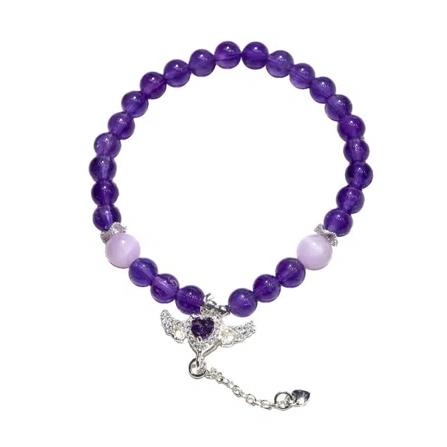 好银坊 <爱心天翼> 收获爱情消磁缓解焦虑 高级感小众 日常通勤百搭 优雅大气高级感设计 水晶 手串 女款