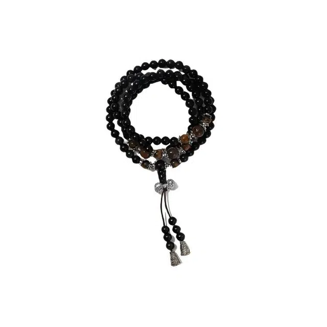 好银坊 藏式 新中式国潮 古风复古民族风 日常通勤小众百搭 转运发财迎好运 黑曜石 手串 男款