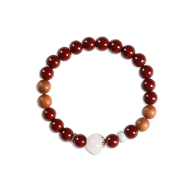 琉堇 福运莲莲好事发生手串文玩佛珠 水逆退散单圈盘玩手饰 新年送礼红色正气串珠 妈妈生日送礼女友#好运 朱砂 手串 男女同款情侣款