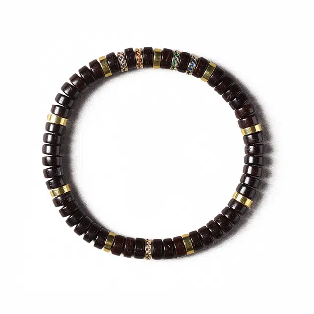 九隆古 国潮高级感炫酷暗黑系黑金药片单圈 轻奢小众设计招财纳福有钱花简约大气个性  #好运 椰蒂 菩提手串 男女同款情侣款