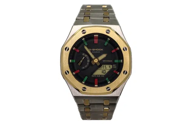 CASIO GA-2100SKE-7A Silver Gold Steel