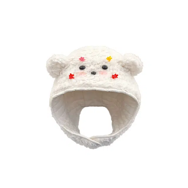 浪莎 可爱小狗耳朵帽子围巾一体女生秋冬日常通勤保暖毛绒套头绒线帽帽防风护耳雷锋帽 涤纶 绒线帽 女款