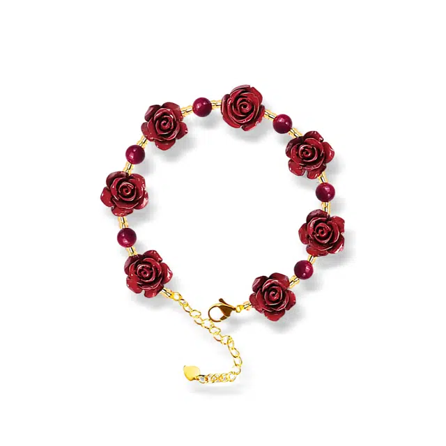 饰伴 瑰丽民花 如意平安扣优雅小众国风手工好运连连心想事成 朱砂 手链 男女同款情侣款