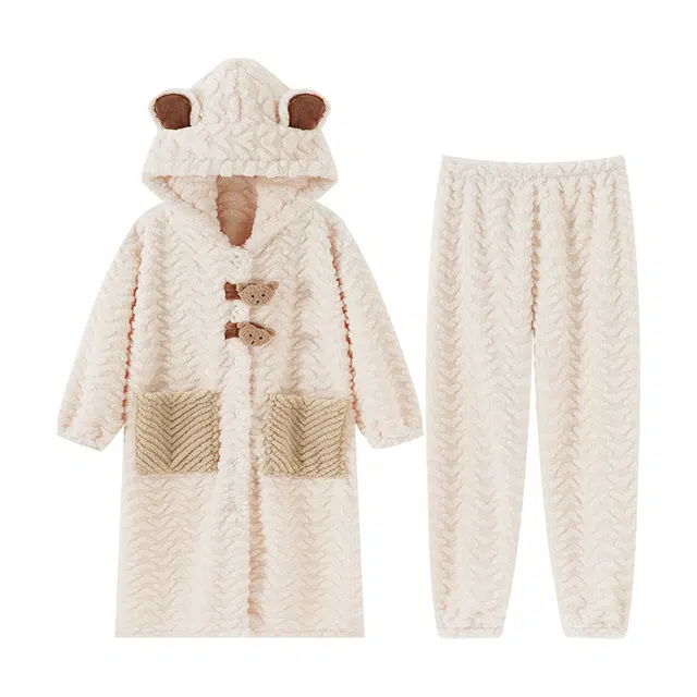 欧诗帛 卡通舒适透气保暖长袖长裤睡衣套装 女款 图片色