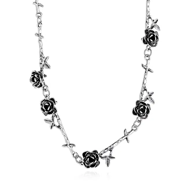 饰伴 暗夜玫花 轻奢国潮复古简约小众高级设计感优雅花朵气质锁骨链 礼盒 合金 项链 女款