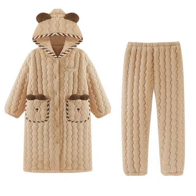 欧诗帛 加厚舒适亲肤休闲长袖长裤睡衣套装 女款 图片色