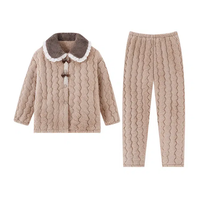 欧诗帛 加厚舒适纯色休闲睡衣套装 女款 图片色