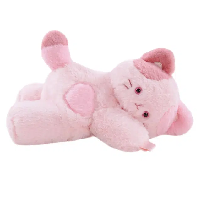 抱竹 古力古力 三花猫趴趴包 可爱卡通百搭 聚酯纤维 双肩包 女款 粉色