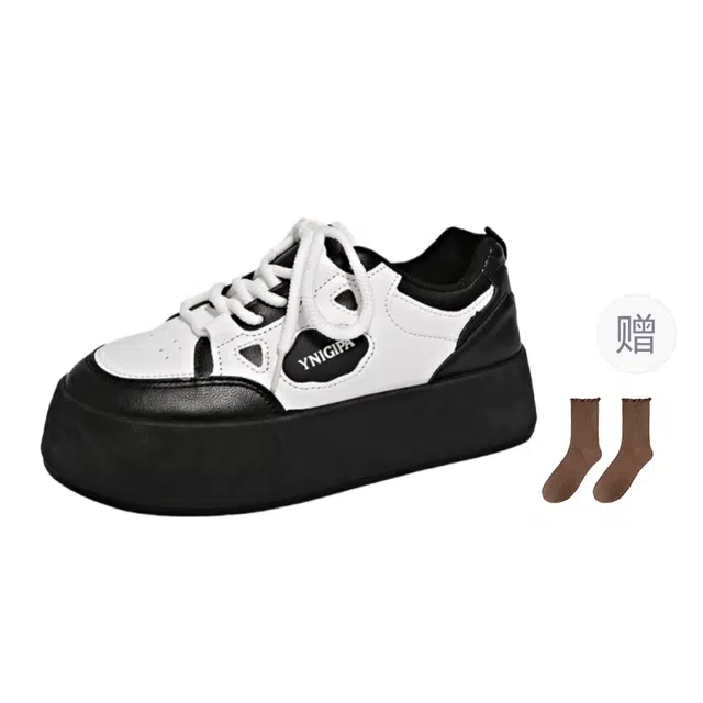 小鹿米利 小白鞋百搭休闲运动丑萌大头 低帮 板鞋 女款 黑色