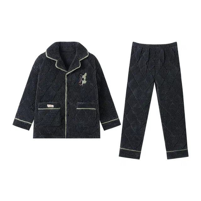 欧诗帛 加厚舒适翻领休闲睡衣套装 男款 图片色