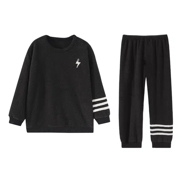 欧诗帛 加绒半边绒舒适休闲长袖长裤可外穿睡衣套装 男款 图片色