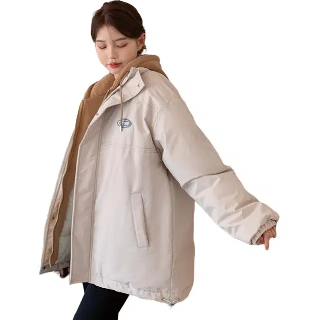 雅鹿 时尚潮流简约百搭棉服 女款 卡其