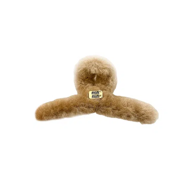 水中玉 秋冬毛绒抓夹大号鲨鱼夹后脑勺盘发发卡高级感夹子头饰 布艺 发夹 女款