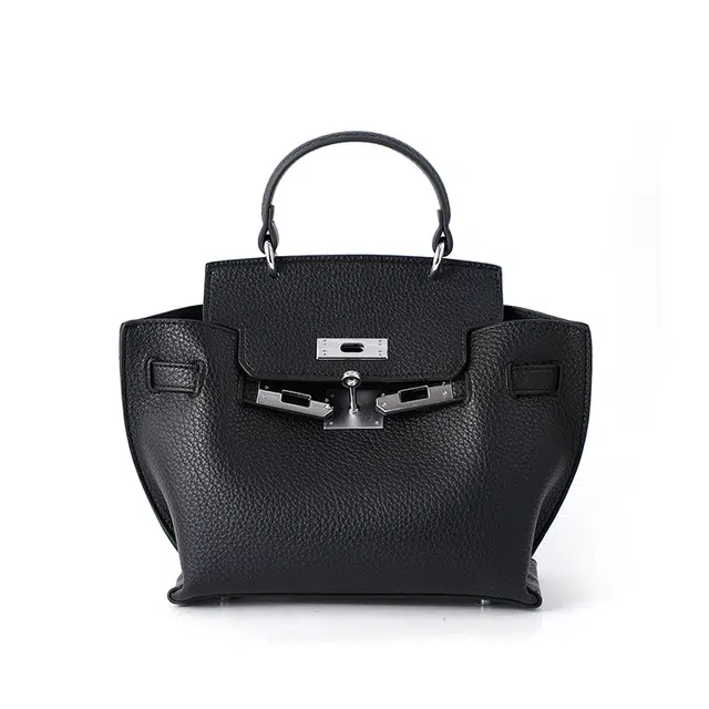 维尼奥 小众复古质感休闲简约日常通勤时尚百搭 合成革 手提单肩斜挎包 常规 女款 黑色