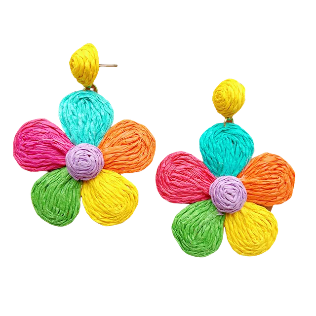 前方大荒野 五彩花朵森系甜美气质可爱小清新田园风日常氛围感休闲穿搭通勤 合金 耳环 女款 彩色