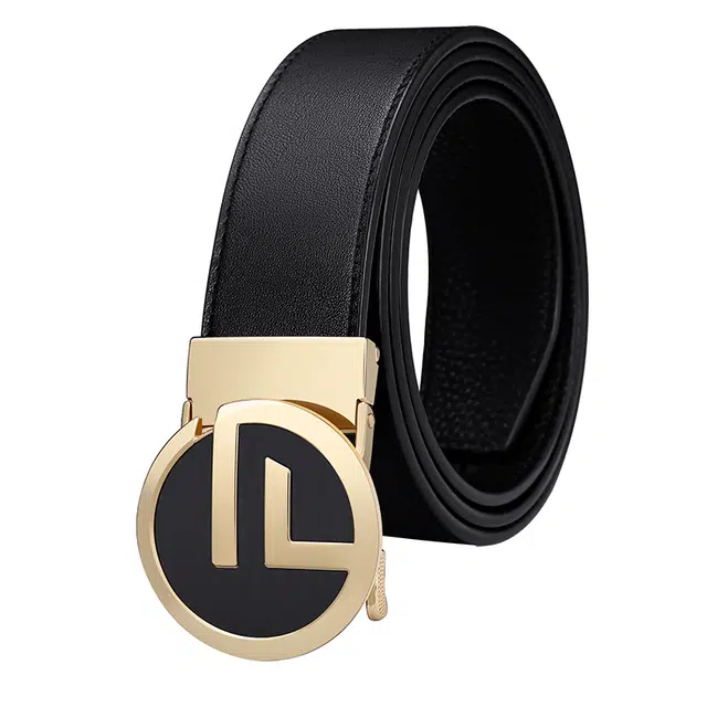 GOLF G Buckle Leather Belt Black Gunmetal Gold
