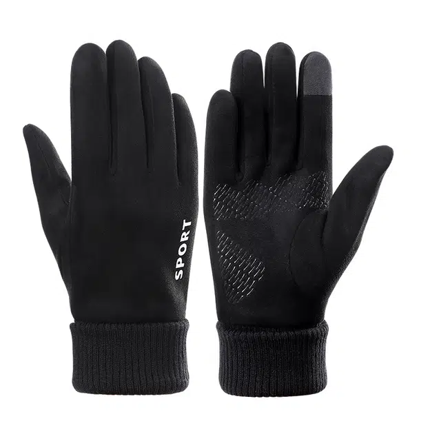 南极人 秋冬季保暖加绒厚棉防风防寒可触屏骑行开车登山防滑抗寒 加厚 手套 男款