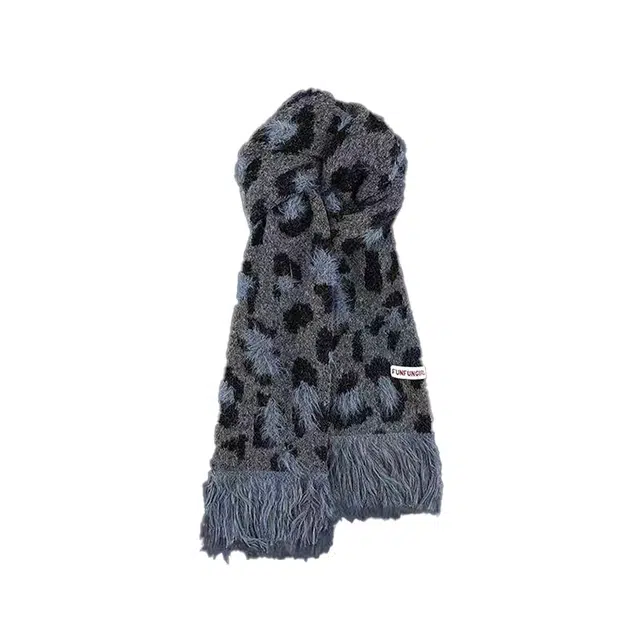 浪莎 秋冬复古时尚豹纹围巾女生甜酷千禧风加厚防寒保暖披肩围脖 礼盒装 绒线围巾 女款