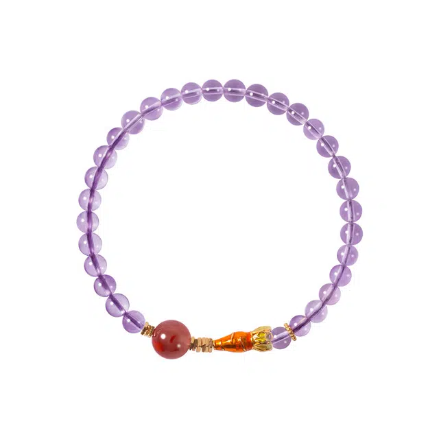 龙弗 好运降临 紫气东来五行幸运转运珠时来运转新中式优雅温婉贵气清冷感紫色 水晶 手串 女款