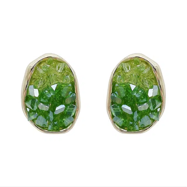 前方大荒野 翠绿渐变耳饰森系怡人小清新精致气质时尚日常通勤休闲创意百搭简约小众设计 合金 耳钉 女款