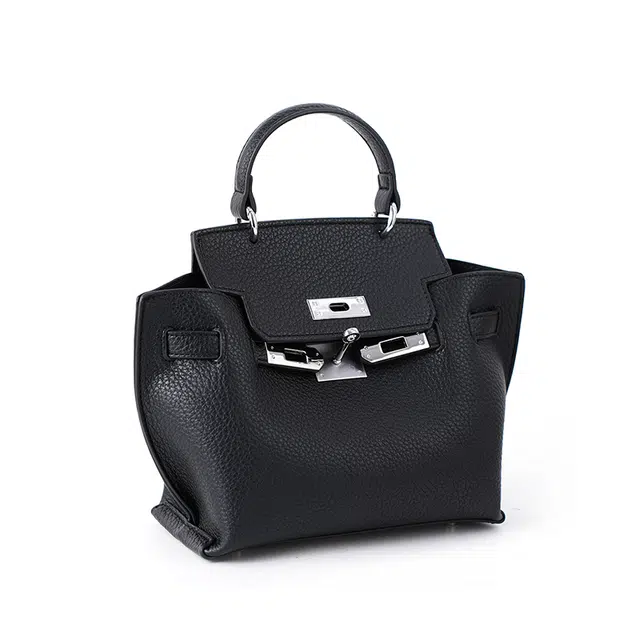 维尼奥 小众复古质感休闲简约日常通勤时尚百搭 合成革 手提单肩斜挎包 常规 女款 黑色