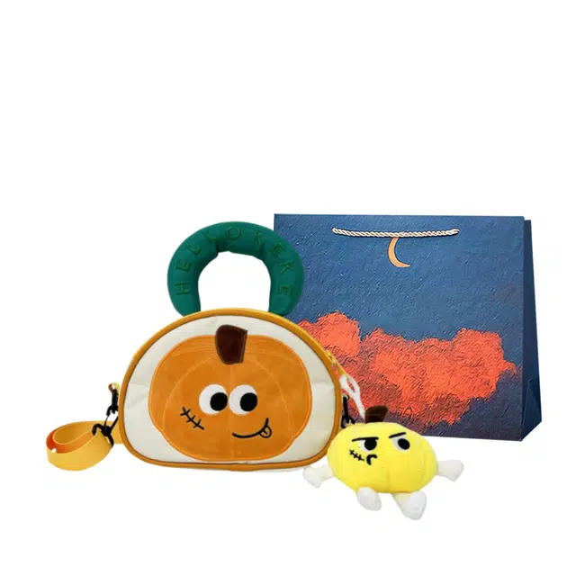 爱尔绅特 卡通小南瓜可爱刺绣 牛津布 斜挎包 女款 米白色