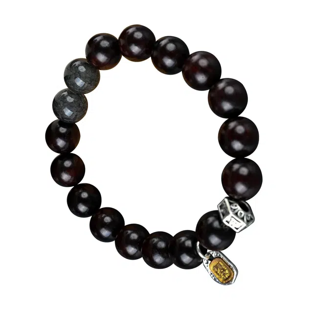 天纵 新中式小众高级招财转运  古风精致扎基拉姆平安素雅文艺单圈 紫檀属 手串 男女同款情侣款