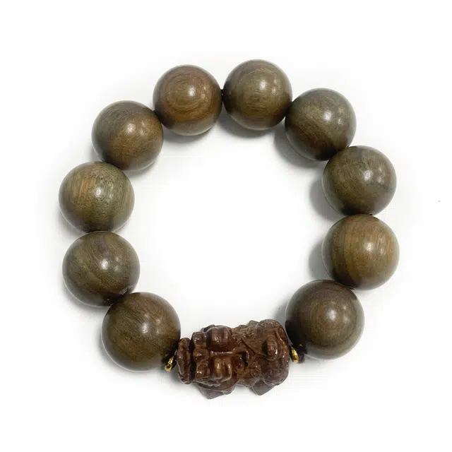 九隆古 新中式财源滚滚吞金兽  五路财神金钱 复古小众轻奢盘玩文玩 生日纪念日好运礼盒装#好运 绿檀 手串 男女同款情侣款