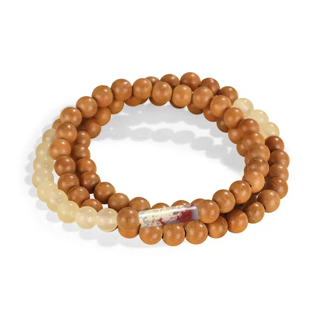 【普陀山官方已过香】 普陀山文创 复古文艺民族风串珠新中式文玩多圈叠戴转运珠佛珠串 生日送礼好运礼 檀木 手串 男女同款情侣款