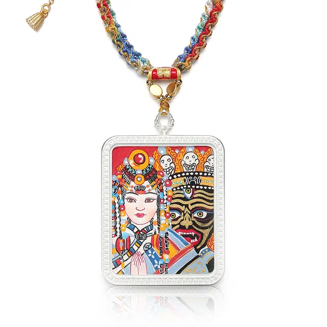 喃呢 藏式热贡手绘唐卡招财进宝扎基拉姆前世今生 新中式国风国潮旺福平安吉祥好运 铜合金 项链 男女同款情侣款
