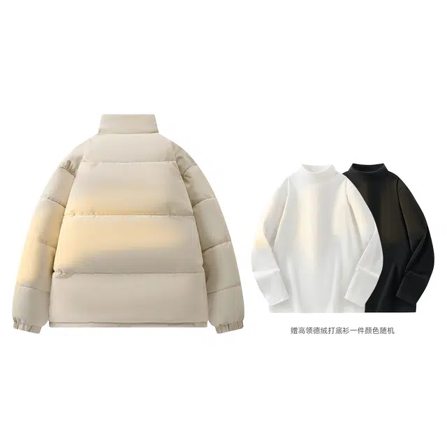 依文 经典基础款设计感简约高级感百搭立领宽松面包服美式慵懒风无性别穿搭保暖廓形棉服 男女同款