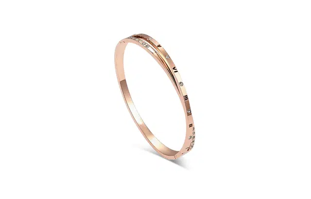 尚银福 罗马数字 轻奢气质简约小众设计高级感 光面立体交织罗马数字镂空圆环 好运 合金 手镯 女款