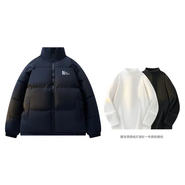 依文 经典基础款设计感简约高级感百搭立领宽松面包服美式慵懒风无性别穿搭保暖廓形棉服 男女同款