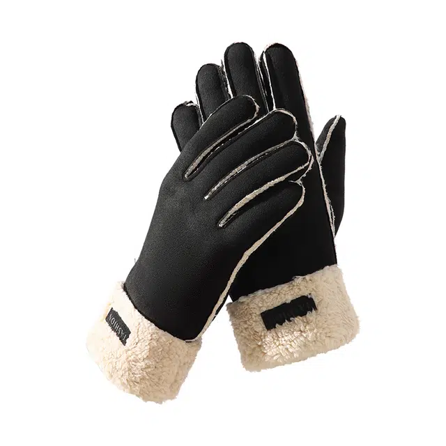 俞兆林 护腕男冬季户外骑行电动车防风防寒触屏冬天加绒开车保暖 麂皮绒 手套 男款