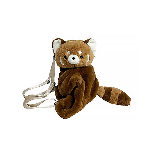 草丛喵喵喵 可爱小浣熊趴趴卡通女生小熊猫小棕熊玩偶 毛绒 背包单肩斜挎包 常规 女款 棕色