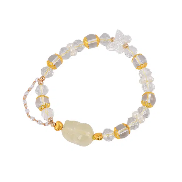 石在行 招财进宝 国潮文玩 复古大气设计感 好事连连盘玩 礼盒 小众新中式福瑞平安好运 水晶 手串 女款