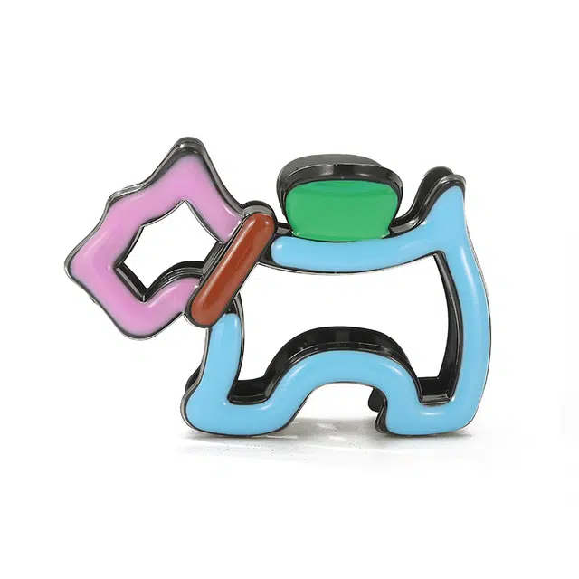 如花梦 多巴胺小狗盘发鲨鱼夹美拉德镂空狗狗抓夹高级感大号头饰后脑勺 亚克力 发夹 女款