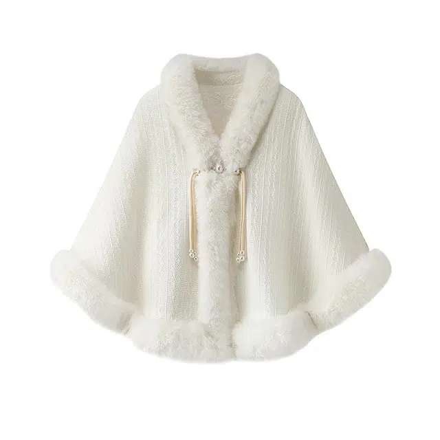 北极绒 ｜初雪｜冬季斗篷少女百搭保暖旗袍外搭古装民国小洋装新娘外穿 披肩 女款