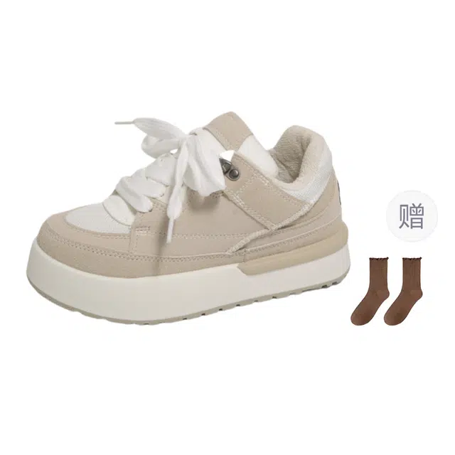 小鹿米利 复古厚底拼色 防滑耐磨 低帮 板鞋 女款