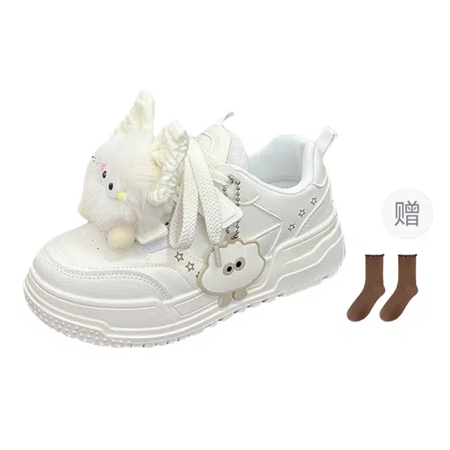 小鹿米利 厚底大头休闲运动百搭 防滑耐磨 低帮 板鞋 女款 白色