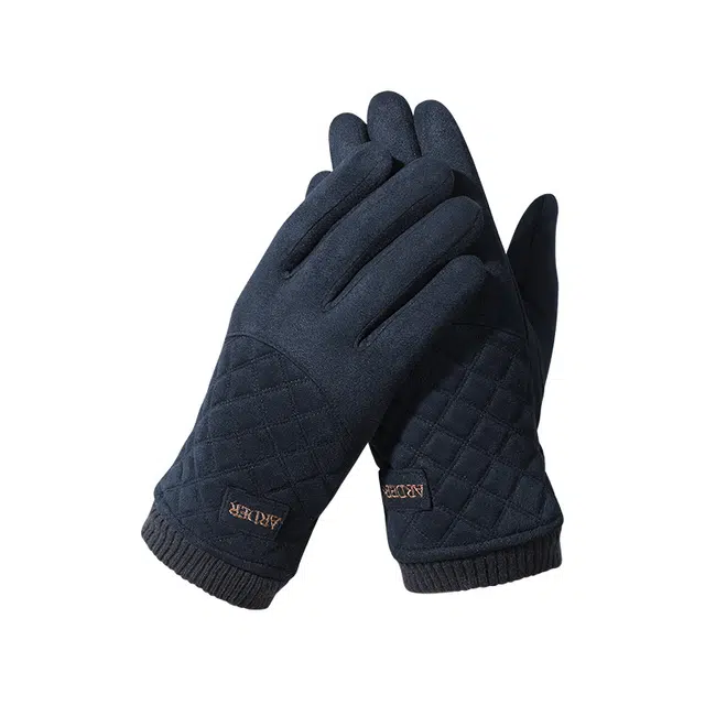 南极人 麂皮绒秋冬季户外骑行加绒冬天骑车开车登山防风防寒可触屏 加厚 保暖手套 男款
