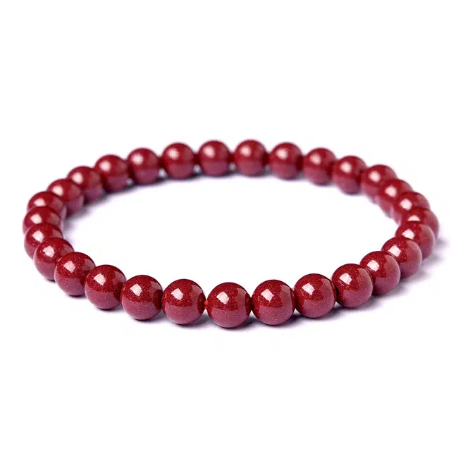 灵菲 精品高含量复古紫金朱砂平安转运纳福 国潮新中式 佛珠念珠文玩 素圈圆珠 本命年 再造辰砂朱砂 手串 男女同款情侣款 礼盒