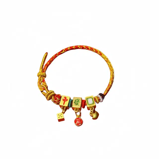 迷颂玛 发财 财运亨通好运连连 五彩绳手工编织 幸运好运 合金 手链 女款