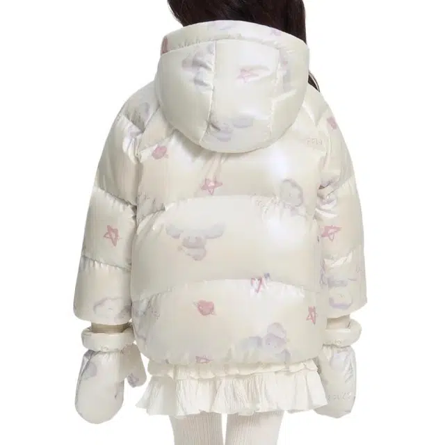 波司登羽绒服 时尚简约碎花满印长袖 米 中小童