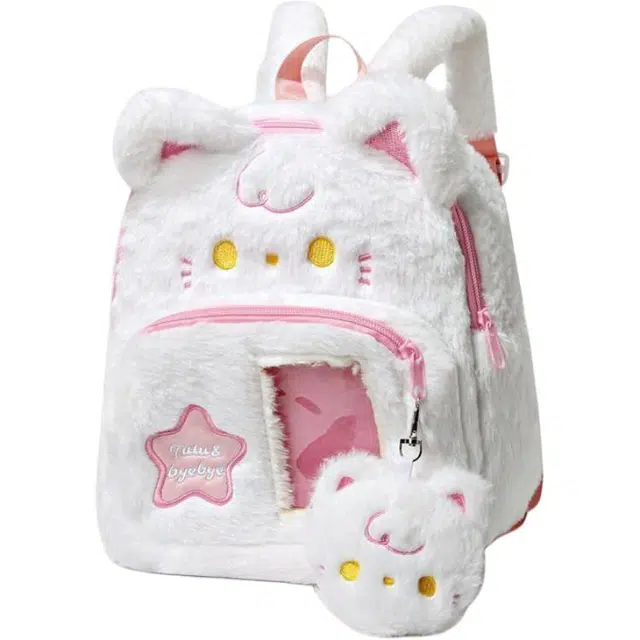 八音象 猫喵包 柔软痛包 旅行轻便通勤可爱毛绒双肩包 玩偶周边