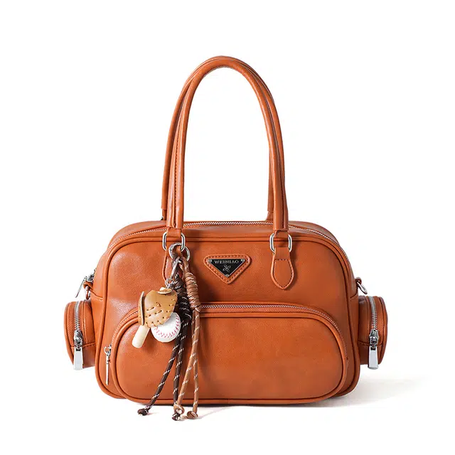 维尼奥 笔记本电脑包公文包简约时尚 牛津布 手提包单肩包斜挎 大号 女款 杏色/黑色