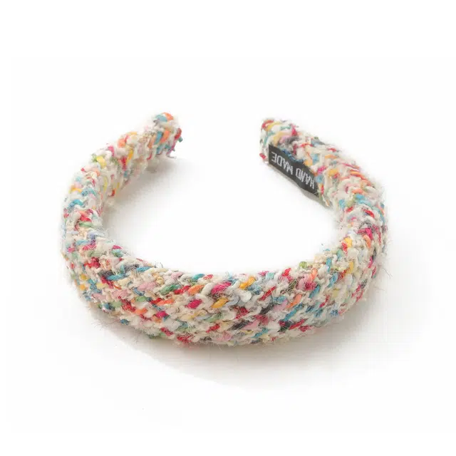 如花梦 甜美彩色针织宽边高级感少女高颅顶压发秋冬 毛绒 发箍 女款