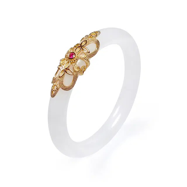 匠锁心玉 白月光设计款 新中式 国潮国风 清冷感 古风温婉 小众轻奢高级感 时尚潮流 水润手饰显白#好运 金丝玉 手镯 女款