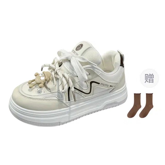 小鹿米利 设计感小众运动可爱厚底小白鞋 防滑耐磨 低帮 板鞋 女款